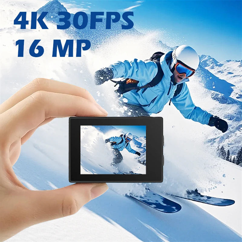 SJCAM SJ4000 Dual Screen 4K 30fps Action Camera 2.0" Rear + 1.3" Front Screen 170° Wide-Angle 30M Waterproof 2.4G WiFi Anti-Shake Car Mode Loop Recording Sports Camera for Motorcycle Bicycle Helmet Diving