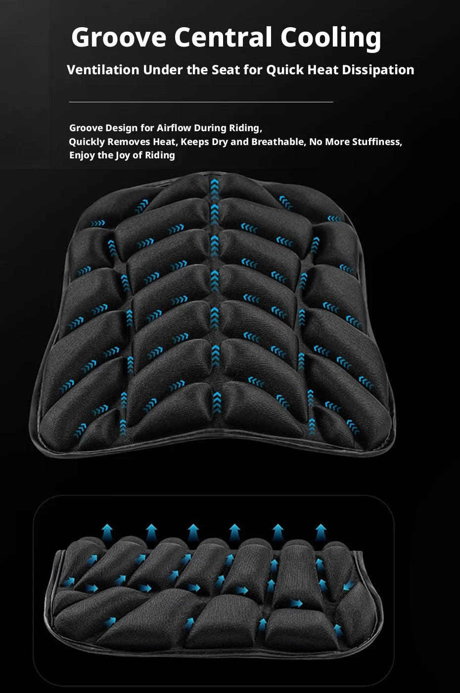 SEAMETAL Universal Motorcycle Gel Seat Cover 3D Breathable Comfort Cushion Shock Absorber Pad Anti-Slip Bike Saddle Protector
