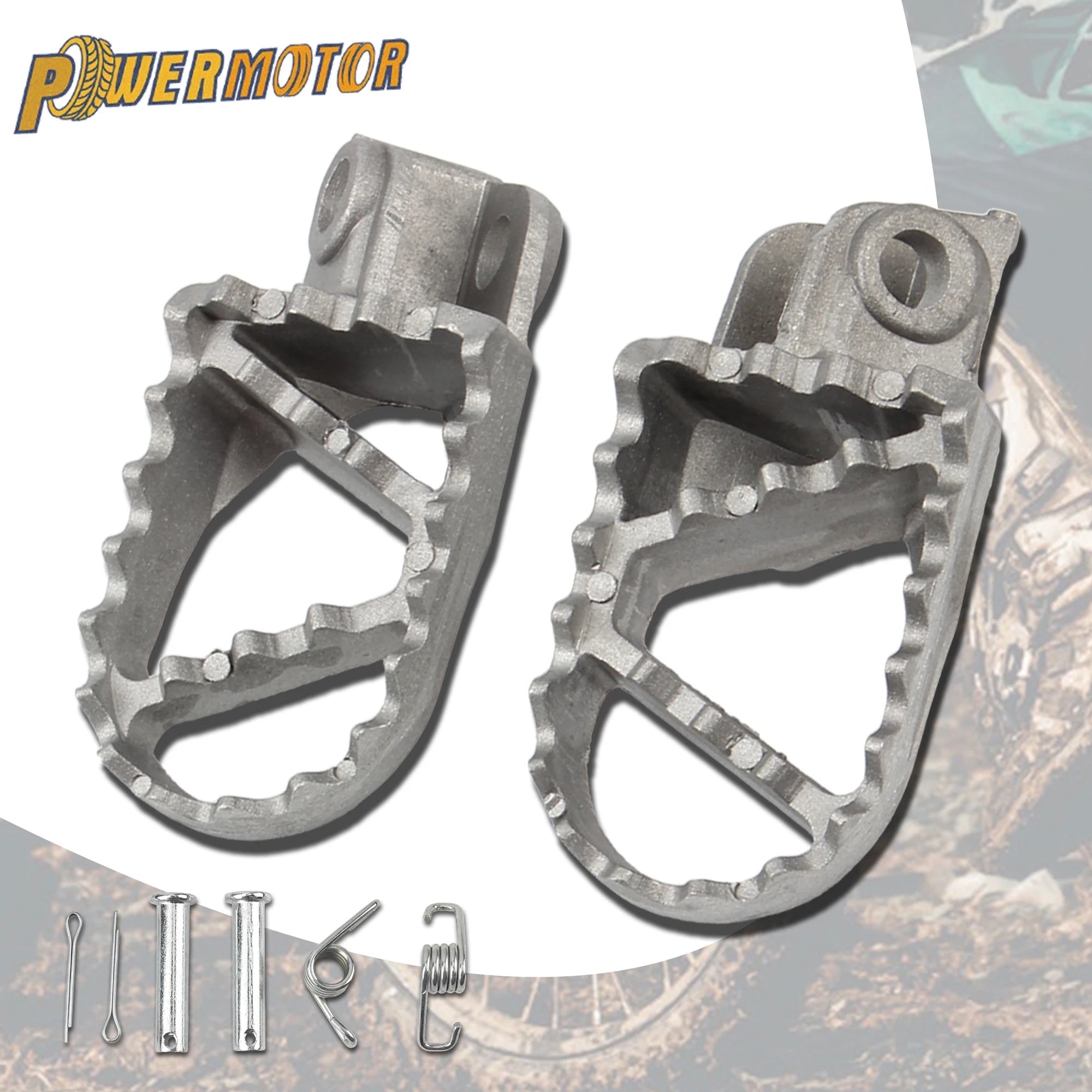 KTM SX SXF EXC EXCF XC XCF XCW 125–530 Motocross Aluminum Foot Pegs – 360° Rotatable + Pitch Adjustable – Silver – Spring & Pins Included – Dirt Pit Bike – $16
