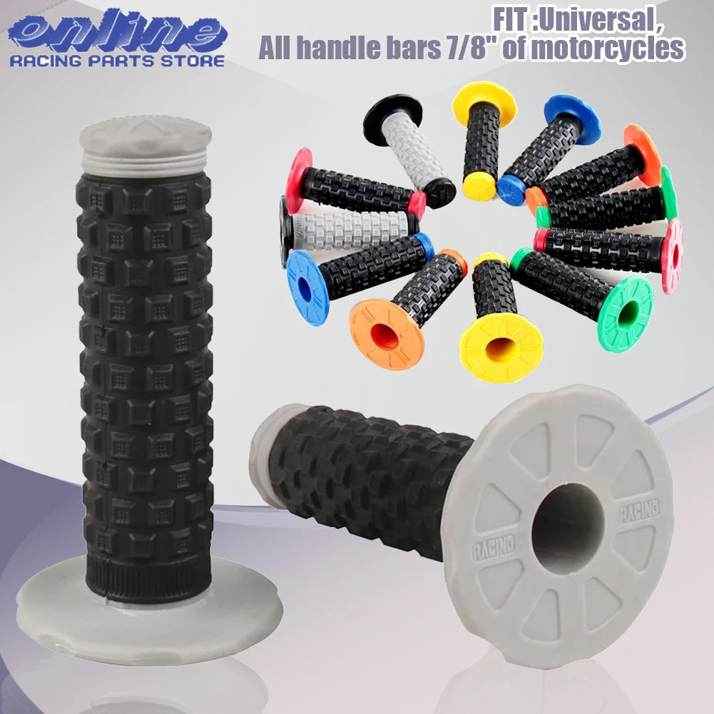 Pro Taper Motorcycle Handlebar Grips 7/8" 22mm 1-1/8" Double Color Rubber Tacky Gel Anti-Slip Universal Racing Grips for Dirt Bike ATV Motocross Scooter MTB – 6 Colors (1 Pair)
