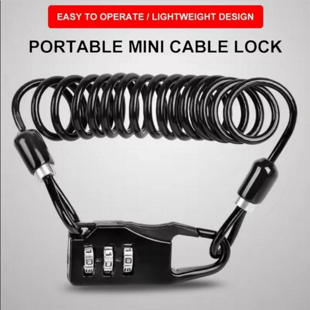 DOMEN Bicycle Anti-Theft Lock Motorcycle Portable Three-Digit Password Helmet Lock Bike Wire Rope Helmet Lock Bike Accessories