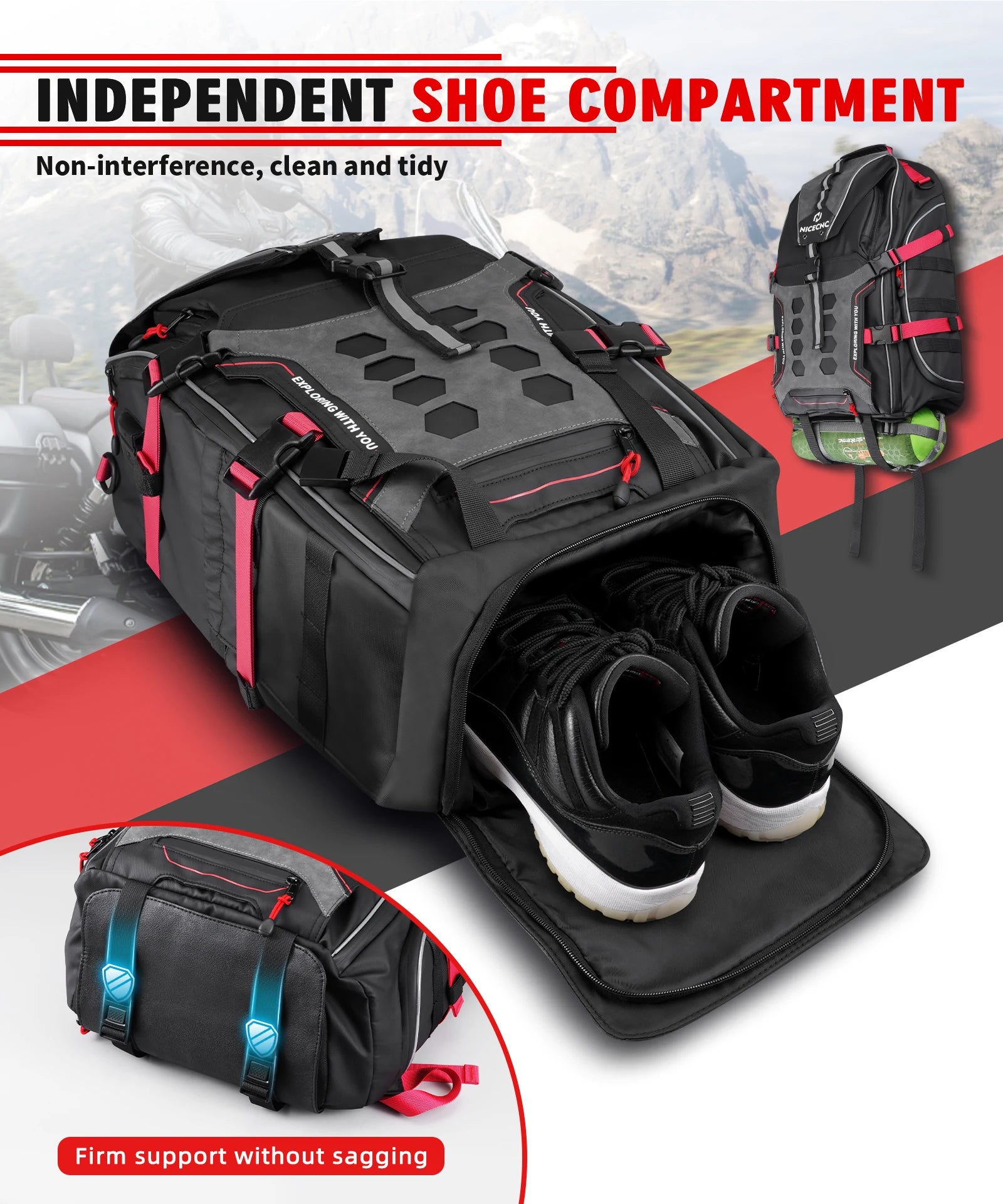 Motorcycle Backpack – 35L Waterproof Large Capacity Helmet & Travel Bag