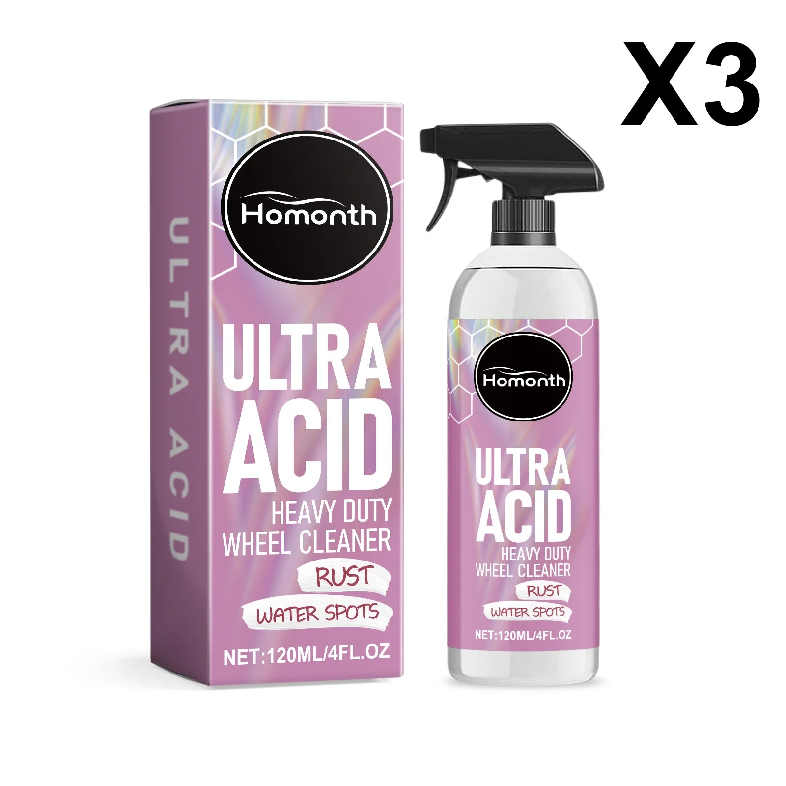 Powerful Wheel Cleaner Spray 120ml – Industrial-Strength Foam Cleaner Brake Dust Remover Anti-Aging Dirt Repellent – 1pc / 3pc – $16–32