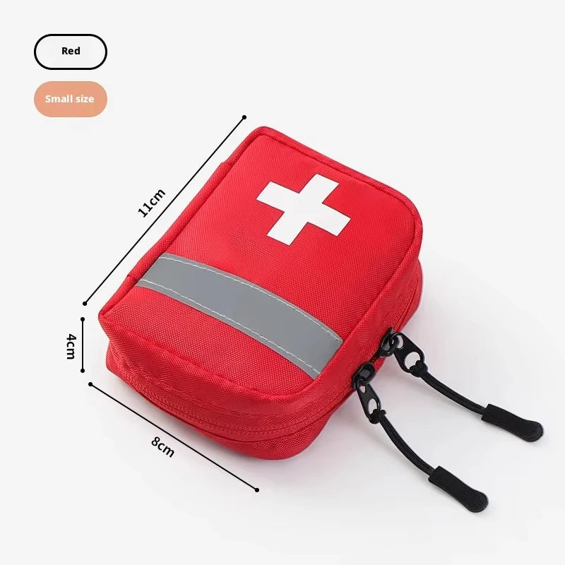 Reflective Portable First Aid Kit for Outdoor Hiking Camping - Emergency Medicine Organizer with Car Storage Strips