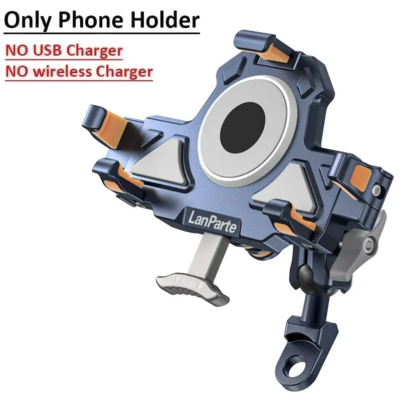 15W Wireless Charger Metal Shockproof Motorcycle Phone Holder 4 Vibration Dampener Fast Charging Motorbike Bicycle Bike Stand