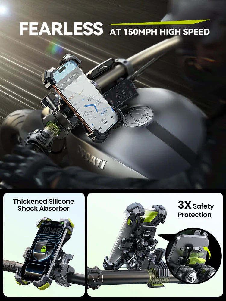 JOYROOM 360° Anti-Vibration Motorcycle Phone Mount – Universal Shockproof Holder for 4.7–7" Phones