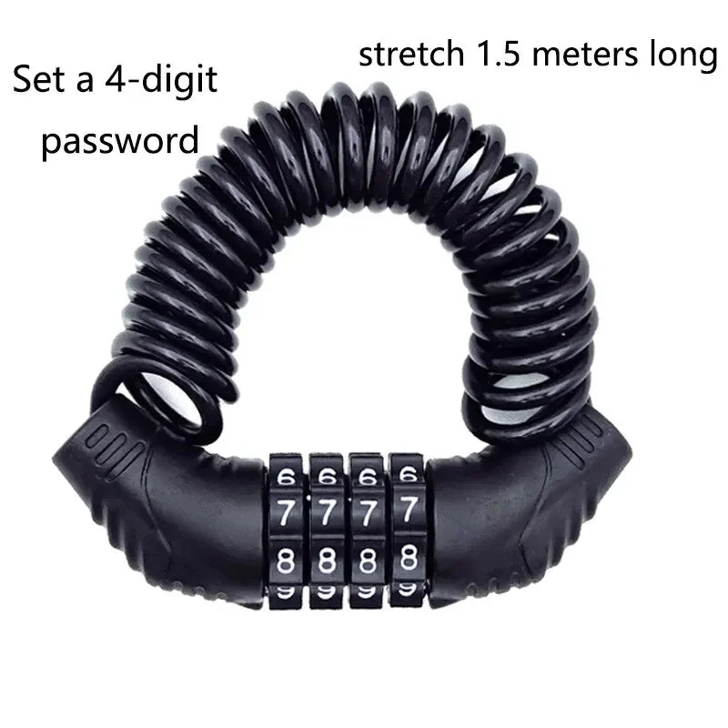 Universal Password Wire Lock for Motorcycles, E-Bikes & Helmets | Portable Anti-Theft Security Lock for MTB & Road Bikes