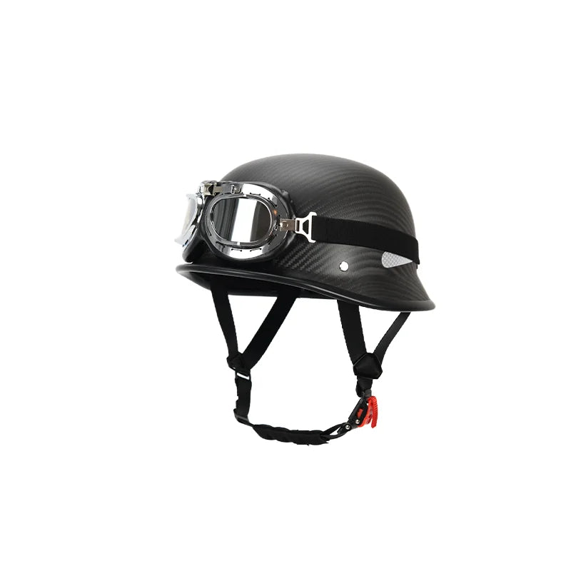 Carbon Fiber Helmets – Forged Carbon Fiber Retro Half Face Motorcycle Helmet, German-Style Lightweight Design