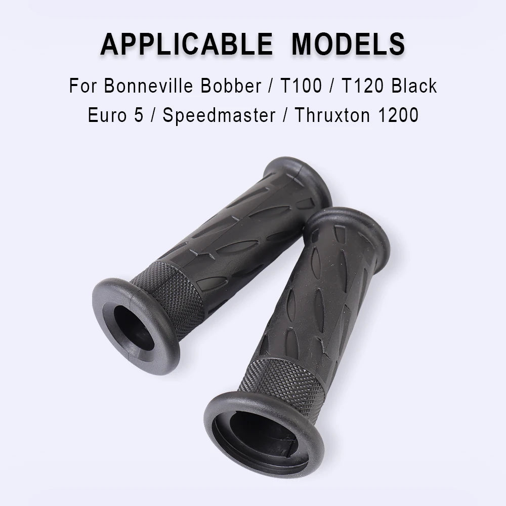 Triumph Bonneville Motorcycle Handlebar Grips 22mm 28mm High Quality Rubber Striped Non-Slip Shockproof Handle Bar Grip Cover for Bonneville Bobber T100 T120 Speedmaster Thruxton 1200 Euro 5 – Black (1 Pair)