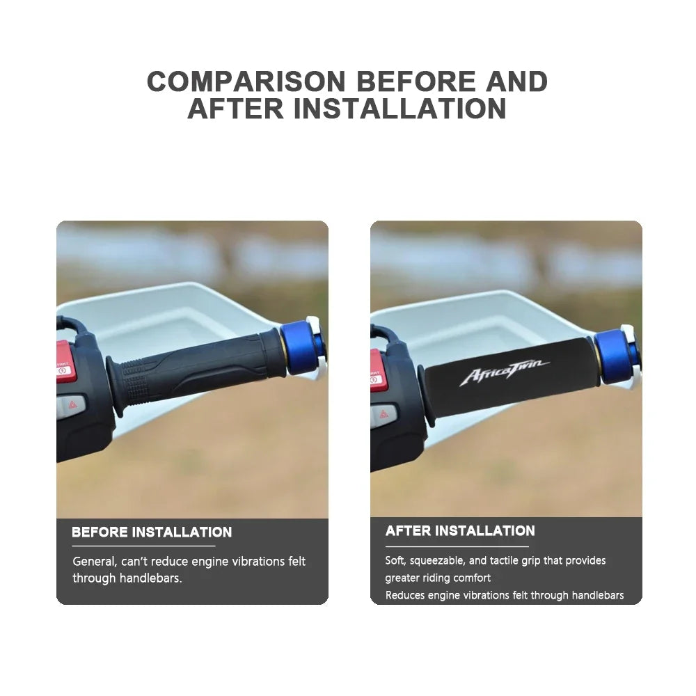 YUCHUMOTO Honda Africa Twin Anti-Vibration Sponge Foam Handlebar Grip Covers UV Resistant Slide-Over Grip Accessories for Honda CRF1100L CRF1000L Africa Twin XRV 750 XRV 650 – White