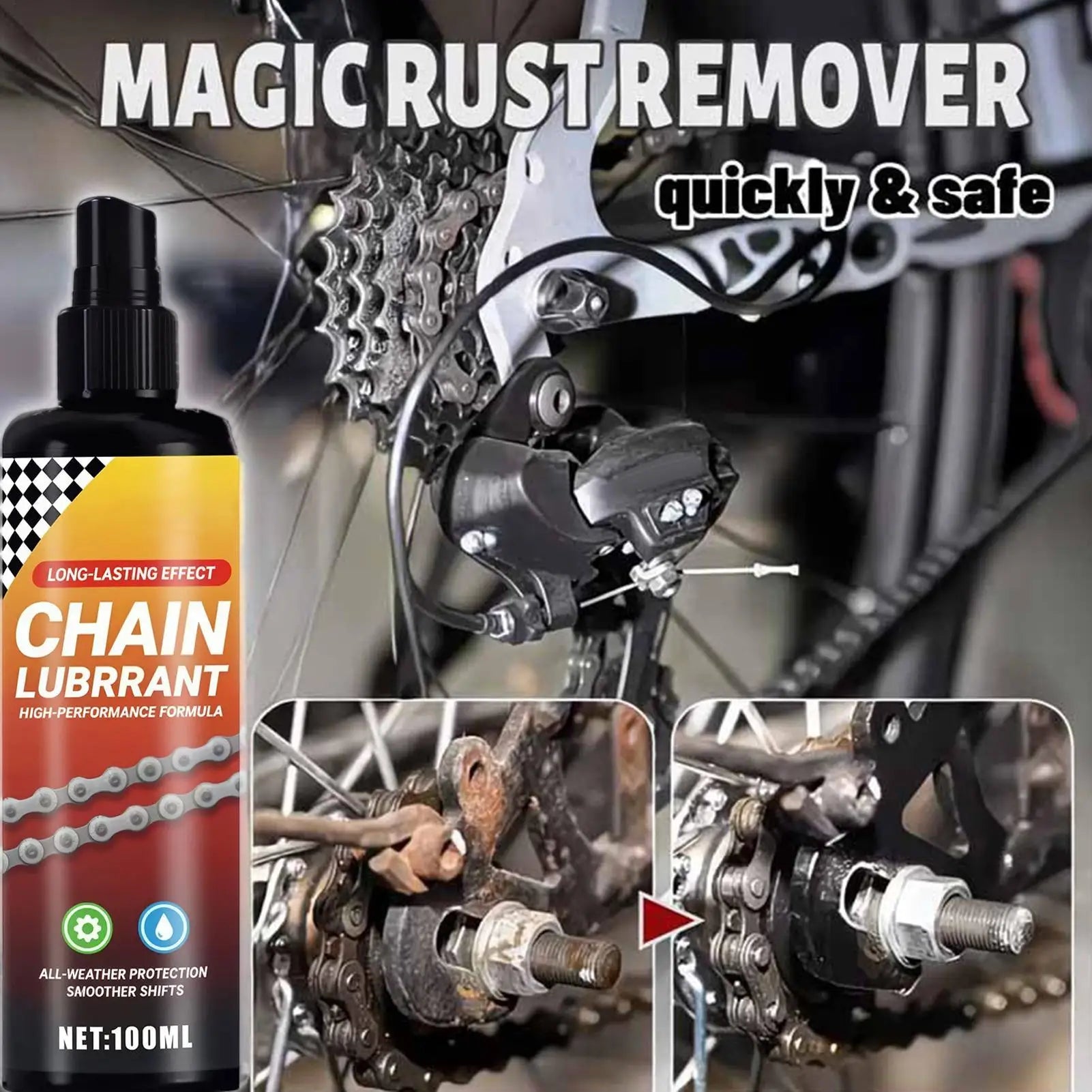Chain Lube Spray 100ml – Reduce Friction Rust-Proof Heavy Duty Synthetic Wax Lube for Motorcycle Bicycle Truck Vehicle – Includes Towel – $20