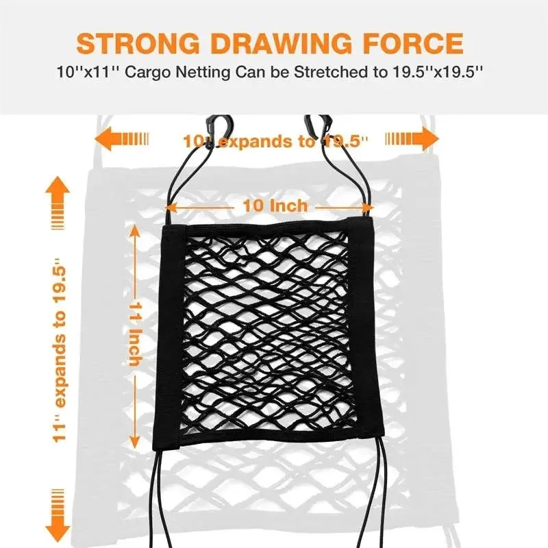 High Elastic Motorcycle Cargo Net 10"x11", Double Layer Bungee Net with Hooks for Helmet Storage & Luggage Securing