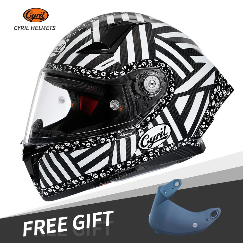 Carbon Fiber Helmets – CYRIL Full Face Motorcycle Helmet, Lightweight Racing Helmet, DOT & ECE Approved