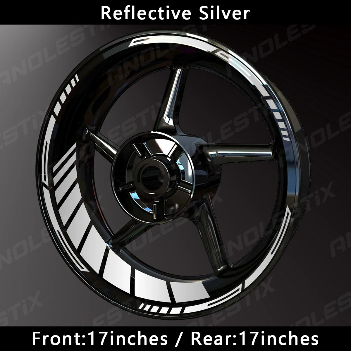 AnoleStix Reflective Motorcycle Wheel Rim Stripe Decal Sticker 17 Inch – Hollow Design – 4-Side Full Set – Yamaha / Honda / Kawasaki / Suzuki / BMW / KTM / Husqvarna / Triumph – 14 Colors – $20