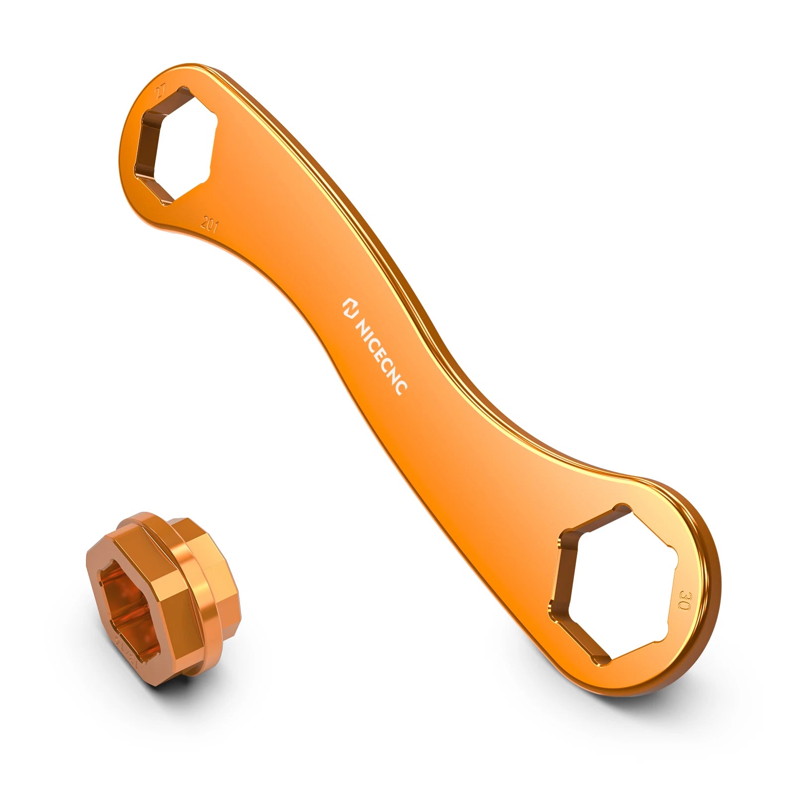 NICECNC Axle Removal Tool + Spark Plug Insert – 17 / 27 / 30mm – KTM / Husqvarna / GasGas 2023–2024 – Billet Anodized Aluminum – from $24