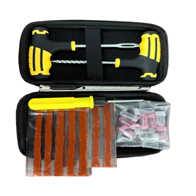 Professional Tubeless Tire Plug Repair Kit – Heavy Duty Zinc Alloy T-Handle Tools – Car Motorcycle Truck SUV ATV – 6pcs with Storage Box – $12