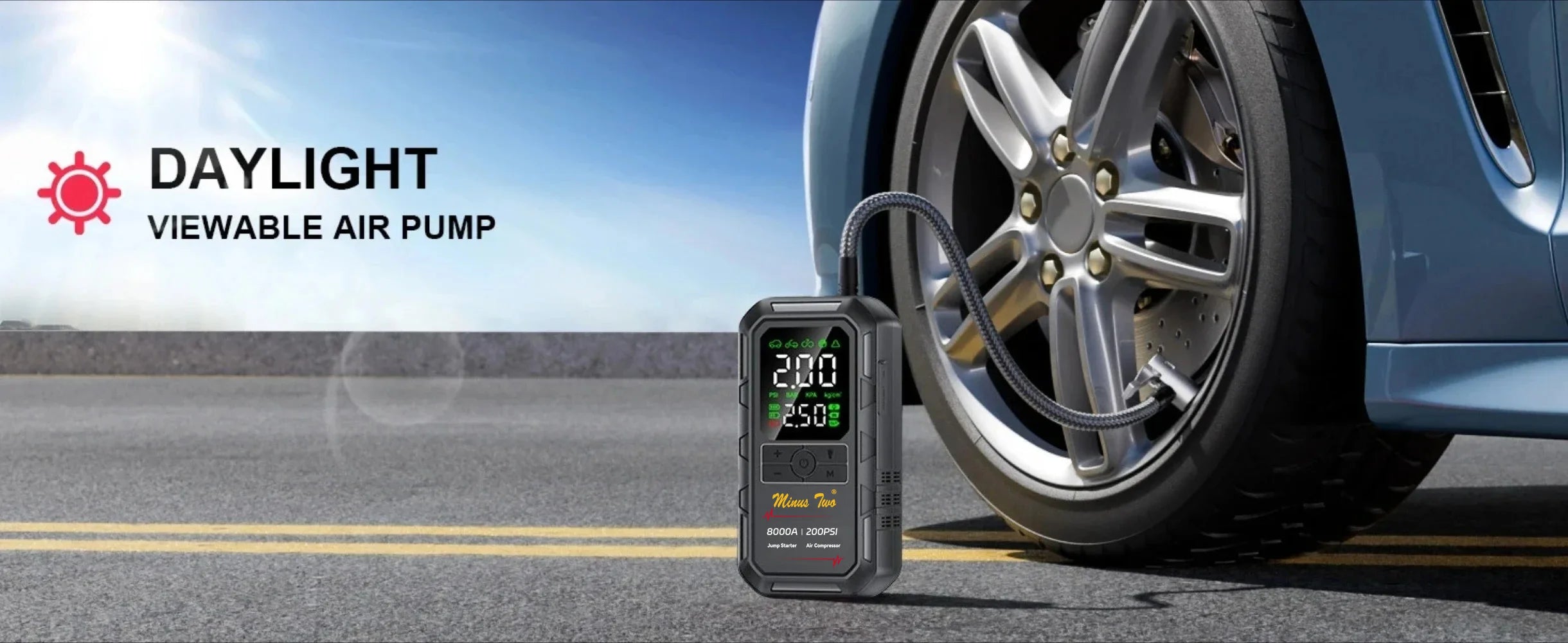 8000A Peak Car Jump Starter with 200PSI Air Compressors – Portable Emergency Battery Booster & Power Bank