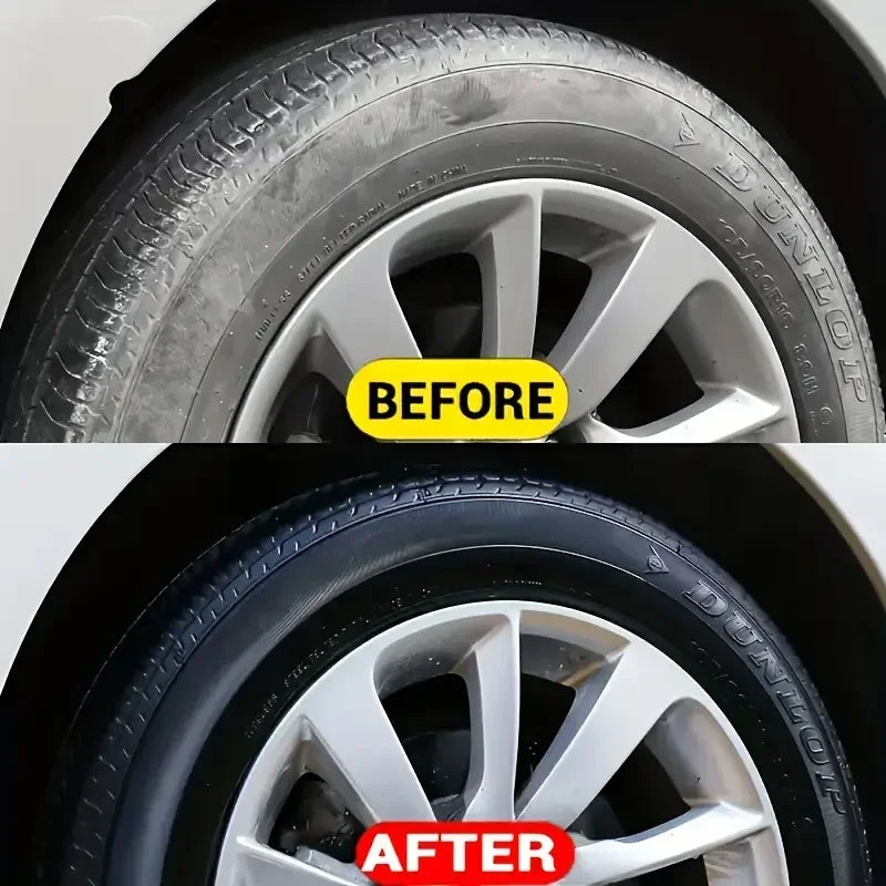 Motorcycle & Car Tire Shine Protection Wax – Plastic Renovator Interior Enhancer Tire Protector Black Gloss Formula – $10