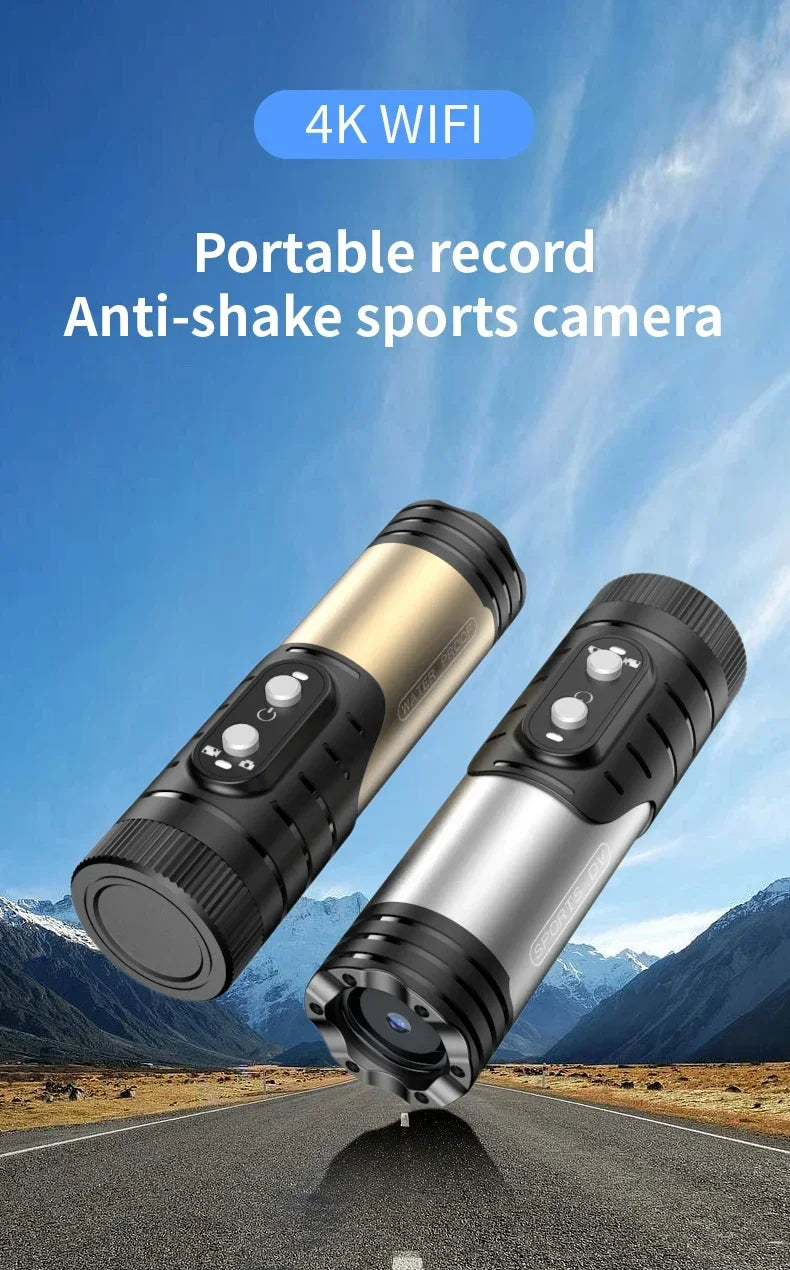 DIXSG 4K / 1080P WiFi Sports Action Camera IP66 Waterproof EIS Anti-Shake H.265 120° Wide-Angle No Screen Record While Charging Motion Detection Bicycle Motorcycle Helmet Cam Camcorder