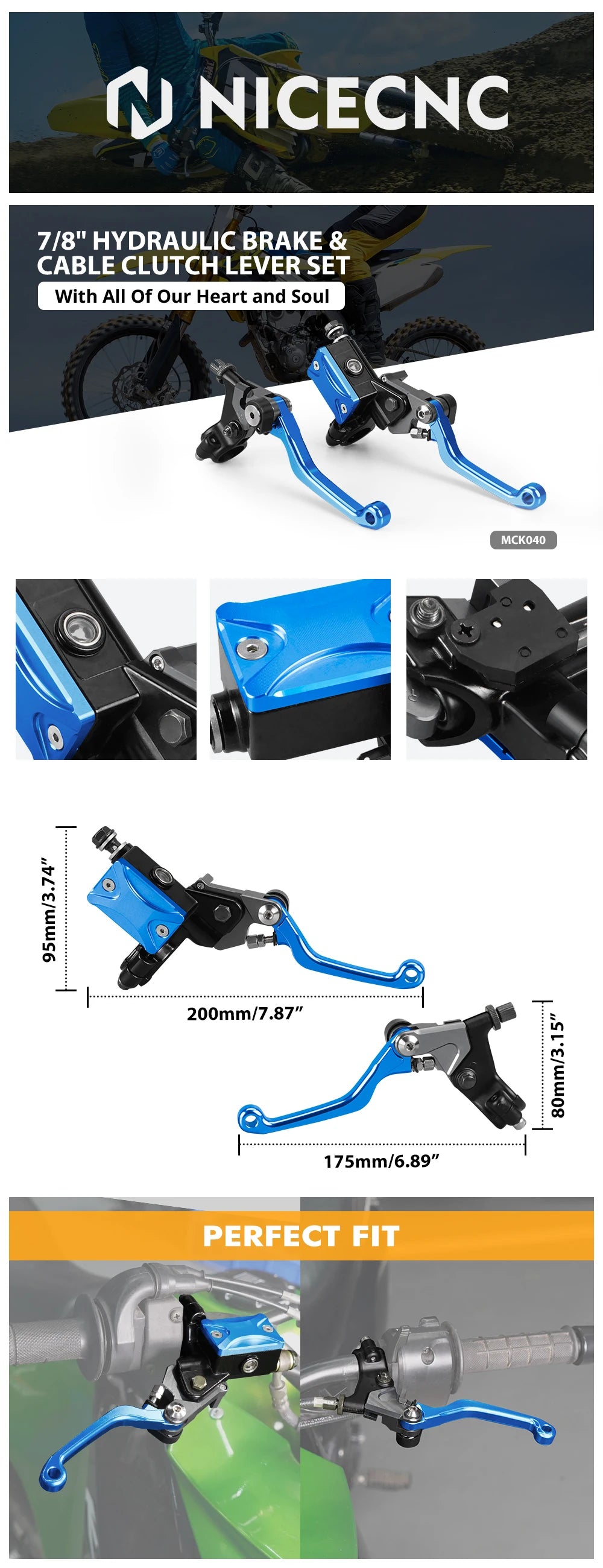 NICECNC Brake Clutch Lever Kit 7/8 Univ