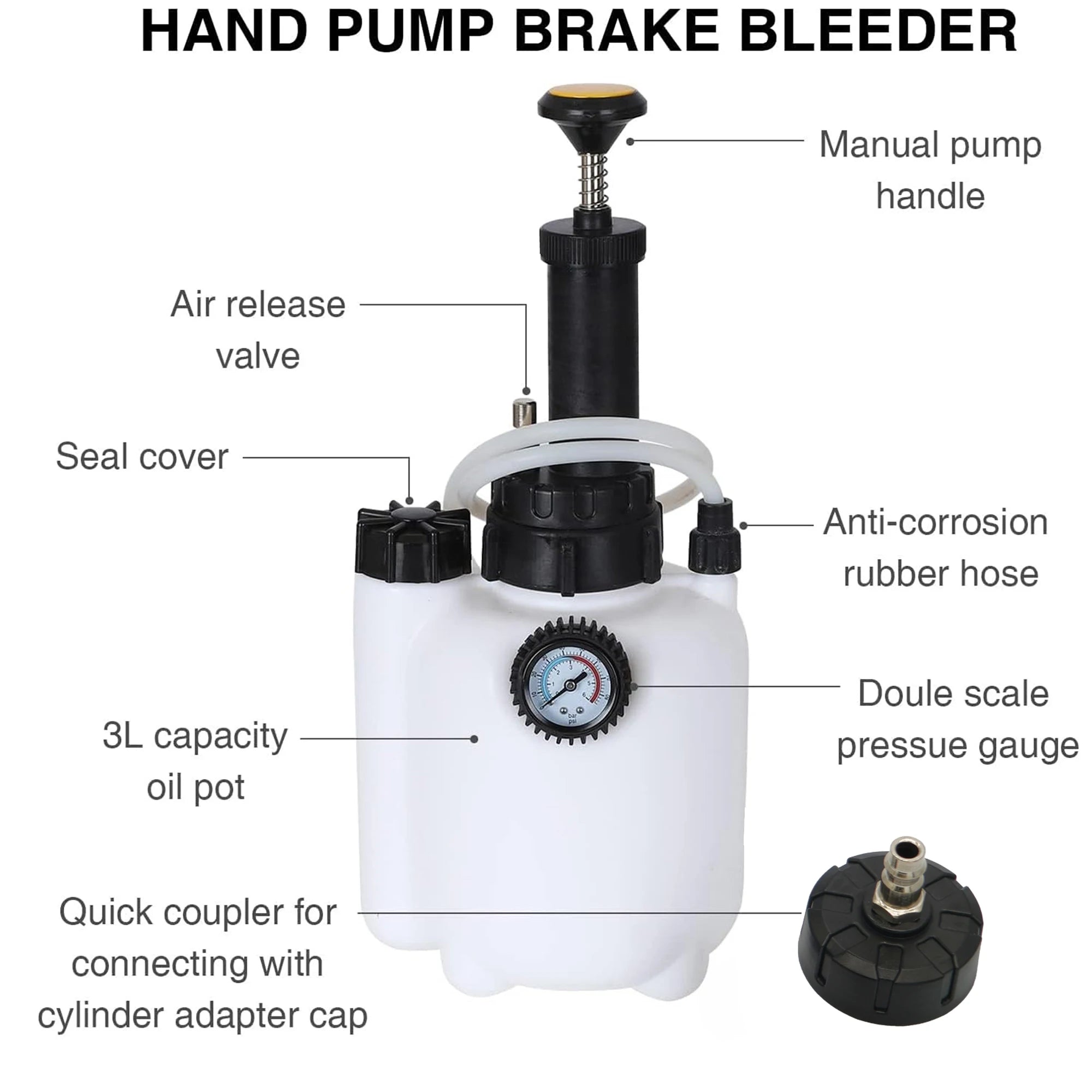 3L Manual Brake Oil Bleeder with Voltage Display – Brake Bleeding Tools – Car Motorcycle Brake Fluid Oil Changer Clutch Bleeding System – Set 1 / Set 2 / Set 3 – from $24