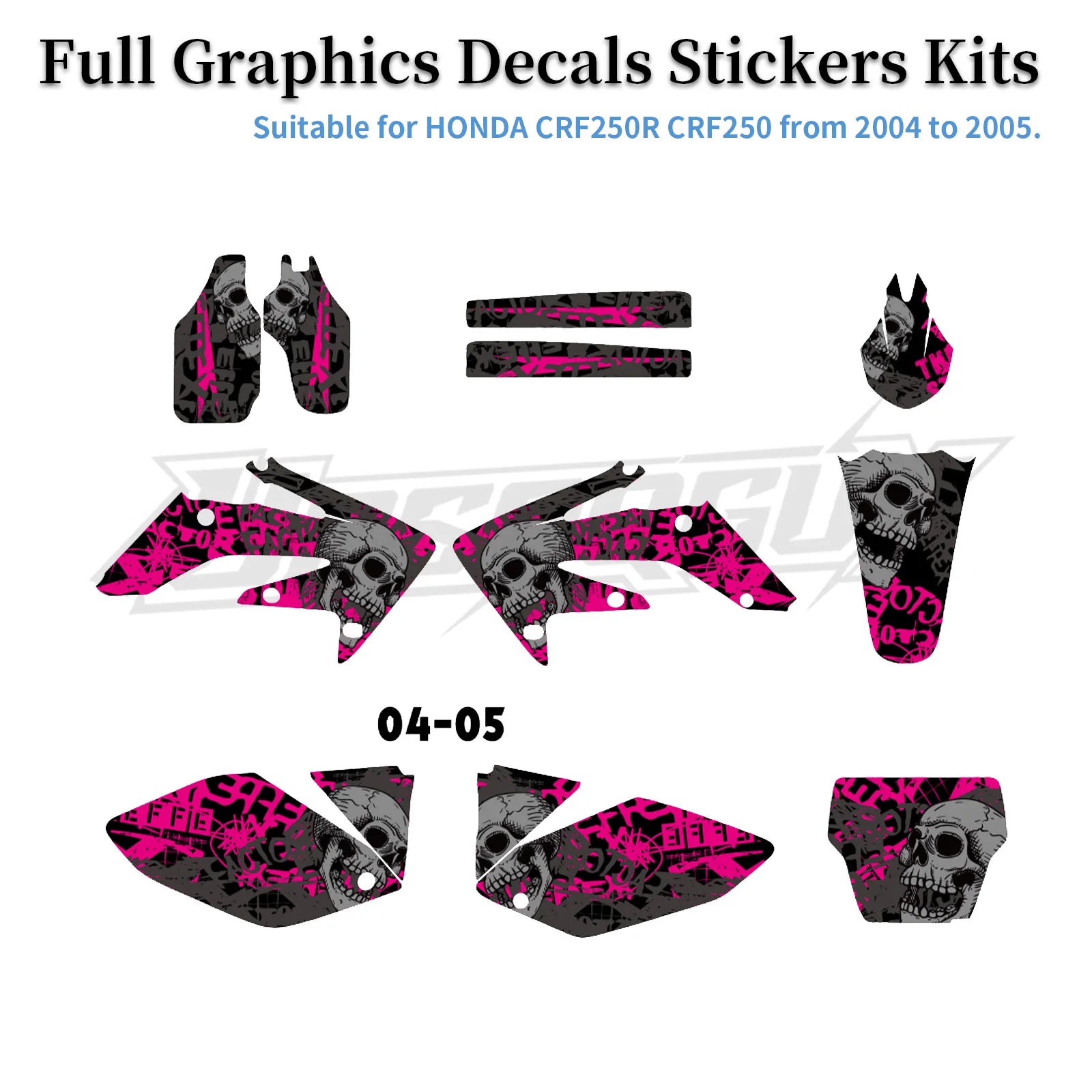 Honda CRF250R 2004–2009 Motorcycle Graphic Background Decal Sticker Kit – 12 Designs – 29mil / 35mil Glossy or 31mil 3D – Ships from USA – $72–$78
