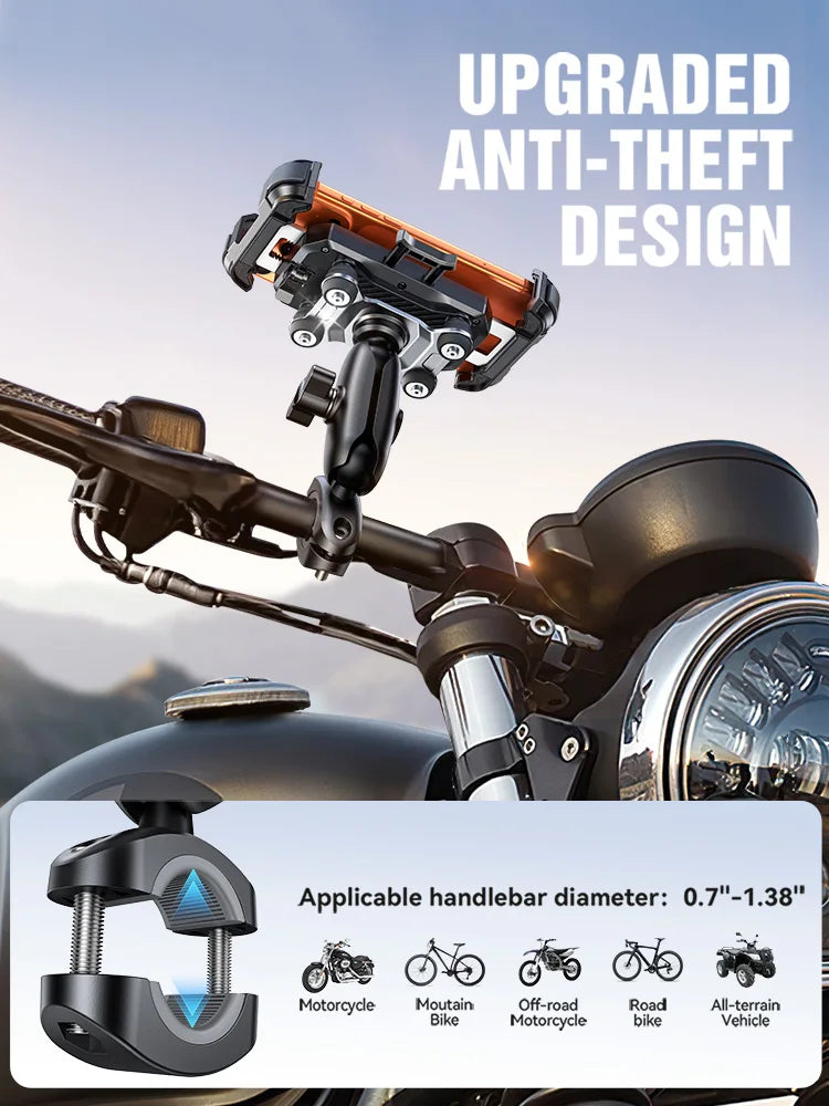 JOYROOM Anti-Vibration Motorcycle Phone Mount – Universal Holder with Vibration Dampener for Bikes, Scooters & ATV/UTV