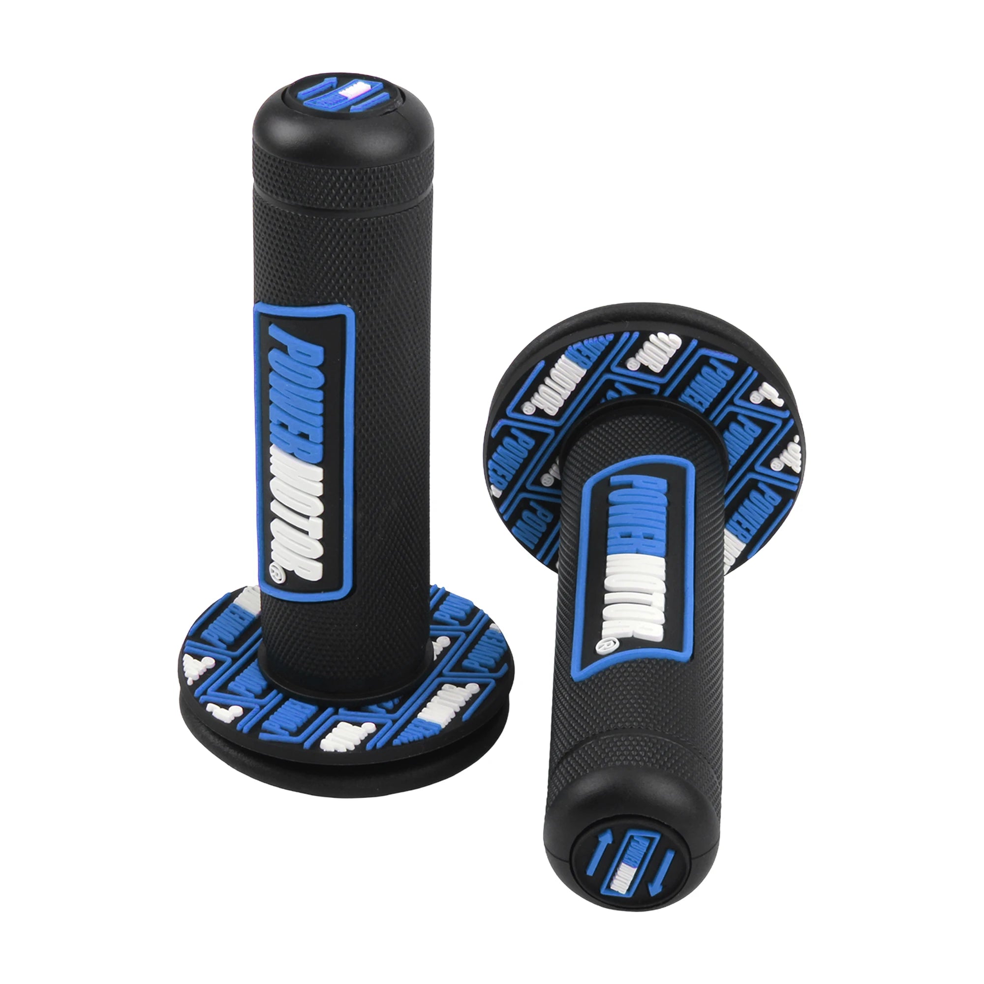 PowerMotor HB308 Universal Motorcycle Handlebar Grips 7/8" Left 22mm Right 25mm Non-Slip PVC Gel Rubber Ergonomic Fatigue-Reducing Grips for Motocross Dirt Bike Enduro Honda Yamaha Suzuki Kawasaki KTM Ducati – 8 Colors (1 Pair)
