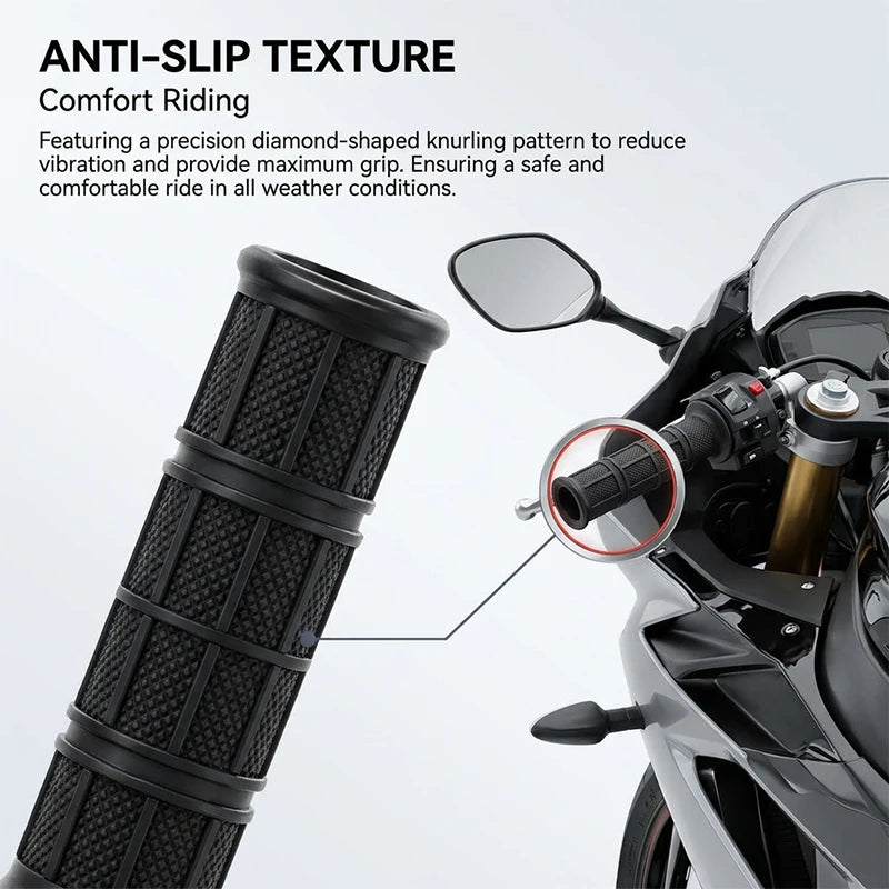fastcozy Universal Motorcycle Handlebar Grips 7/8" Left 22mm Right 24mm Non-Slip Soft Rubber Modification Moto Handles for Honda Suzuki Ducati Benelli Dirt Bike Motocross – 7 Colors (1 Pair)