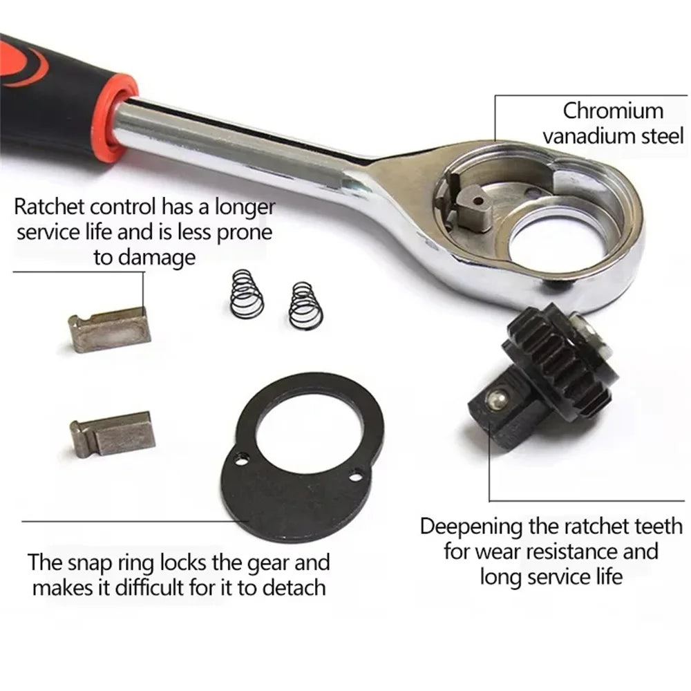 46-Piece 1/4" Drive Socket Ratchet Wrench Set – Chromium Vanadium Steel – Motorcycle / Car / Bicycle Repair – 3 Colors – $28