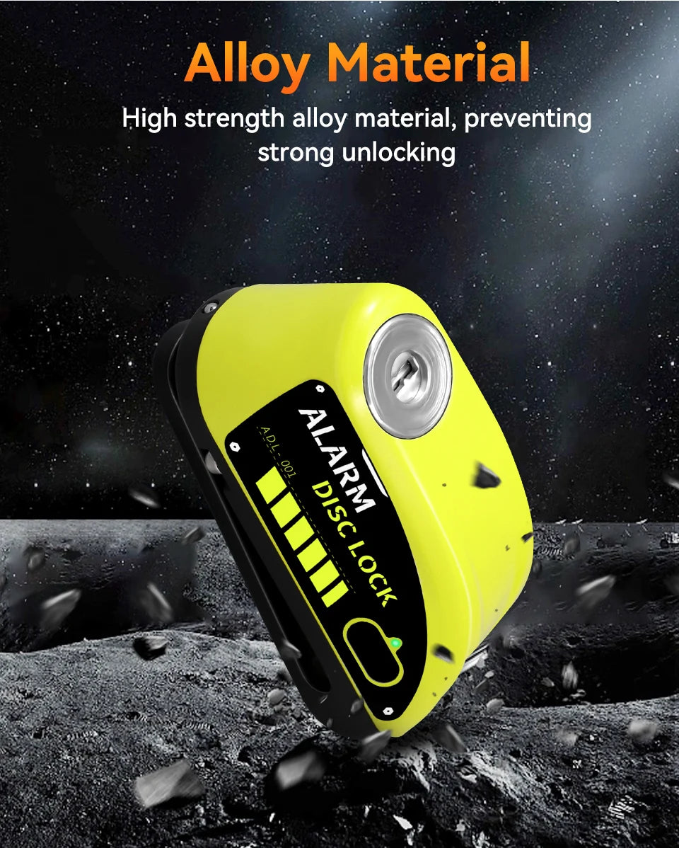 Extractme Motorcycle Alarm Disc Brake Lock Security Moto Wheel Disk Padlock Waterproof 120dB Anti-Theft – Fingerprint / Combination / Charging Style – USB-C – 7mm – With or Without Rope