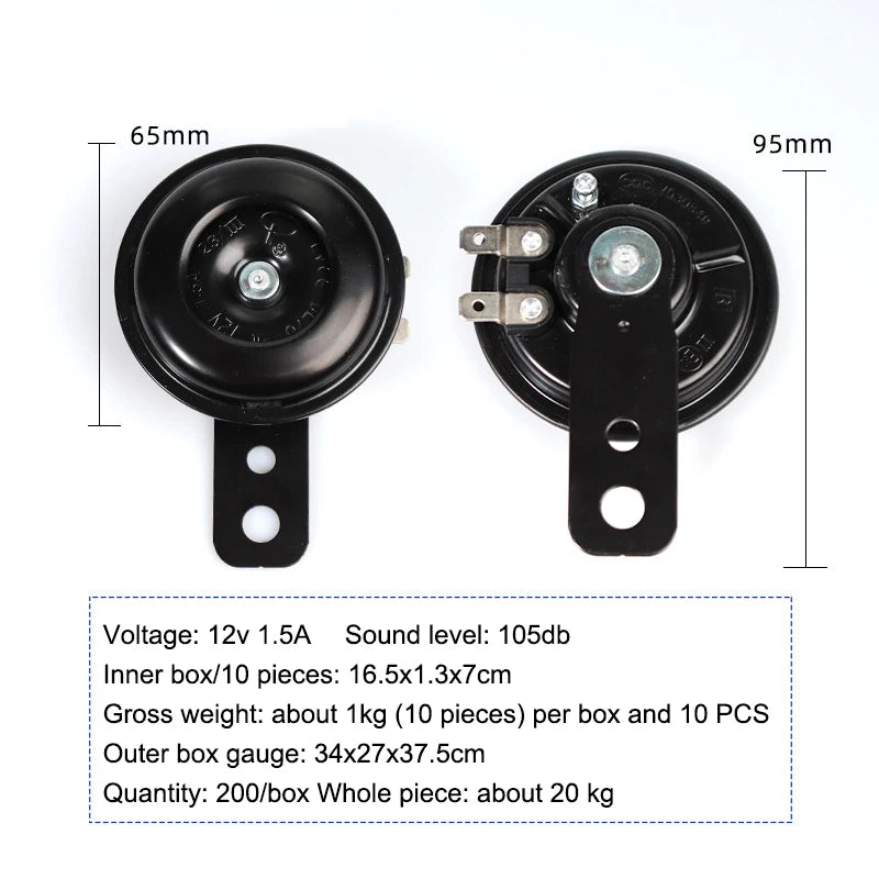 12V/48-60V 105db Universal Motorcycle Horn Honking high pitched Electriccar iron horn