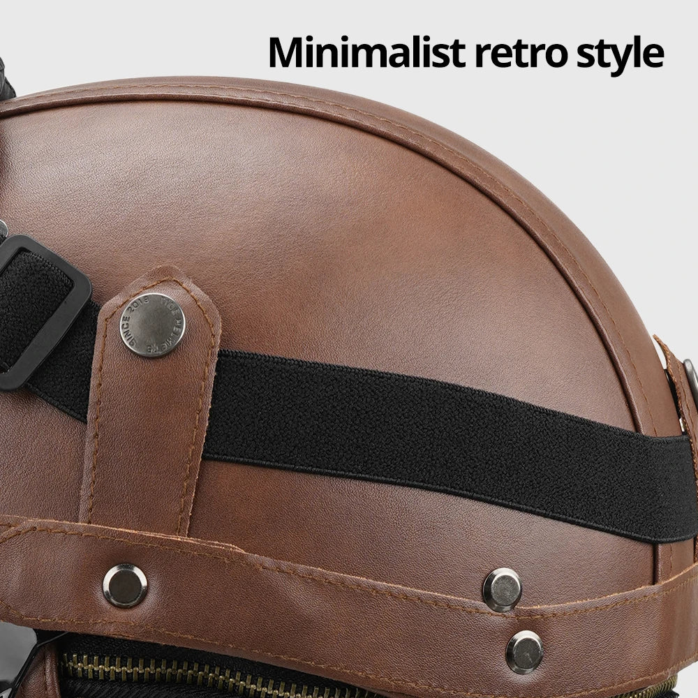 Vintage Leather Half Helmet for All Seasons