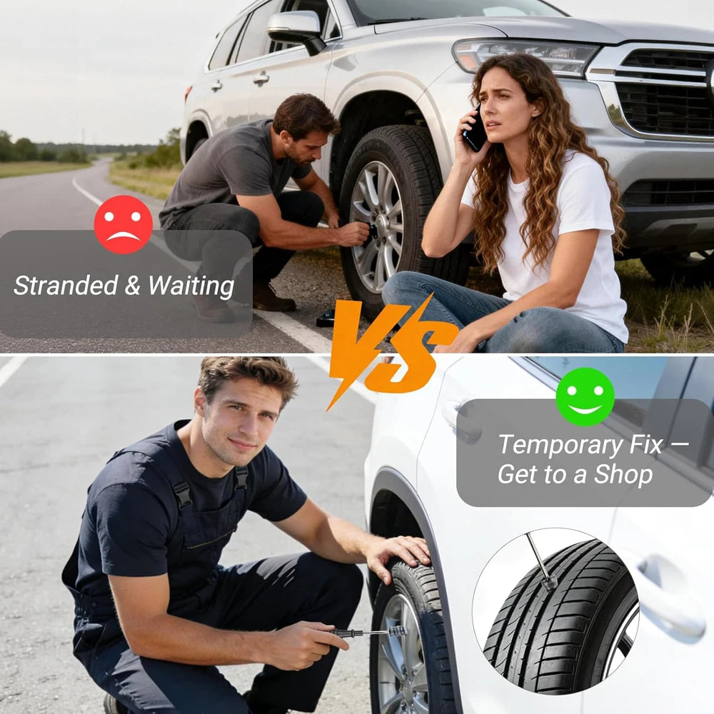 60pcs Spiral Screw-In Tire Repair Plug Kit – 2 Sizes with Screwdriver – Car Truck Motorcycle ATV – $18