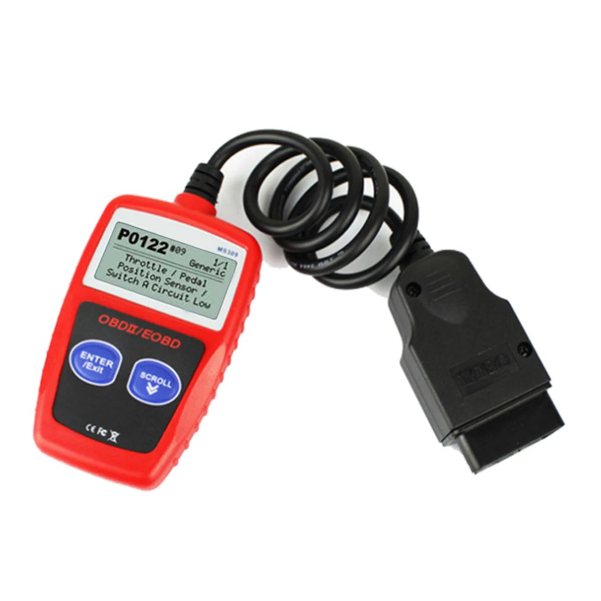 MS309 OBD-II Code Reader – Built-In LCD Display – No Phone Required – Read + Clear Check Engine – Universal 1996+ Cars – $34