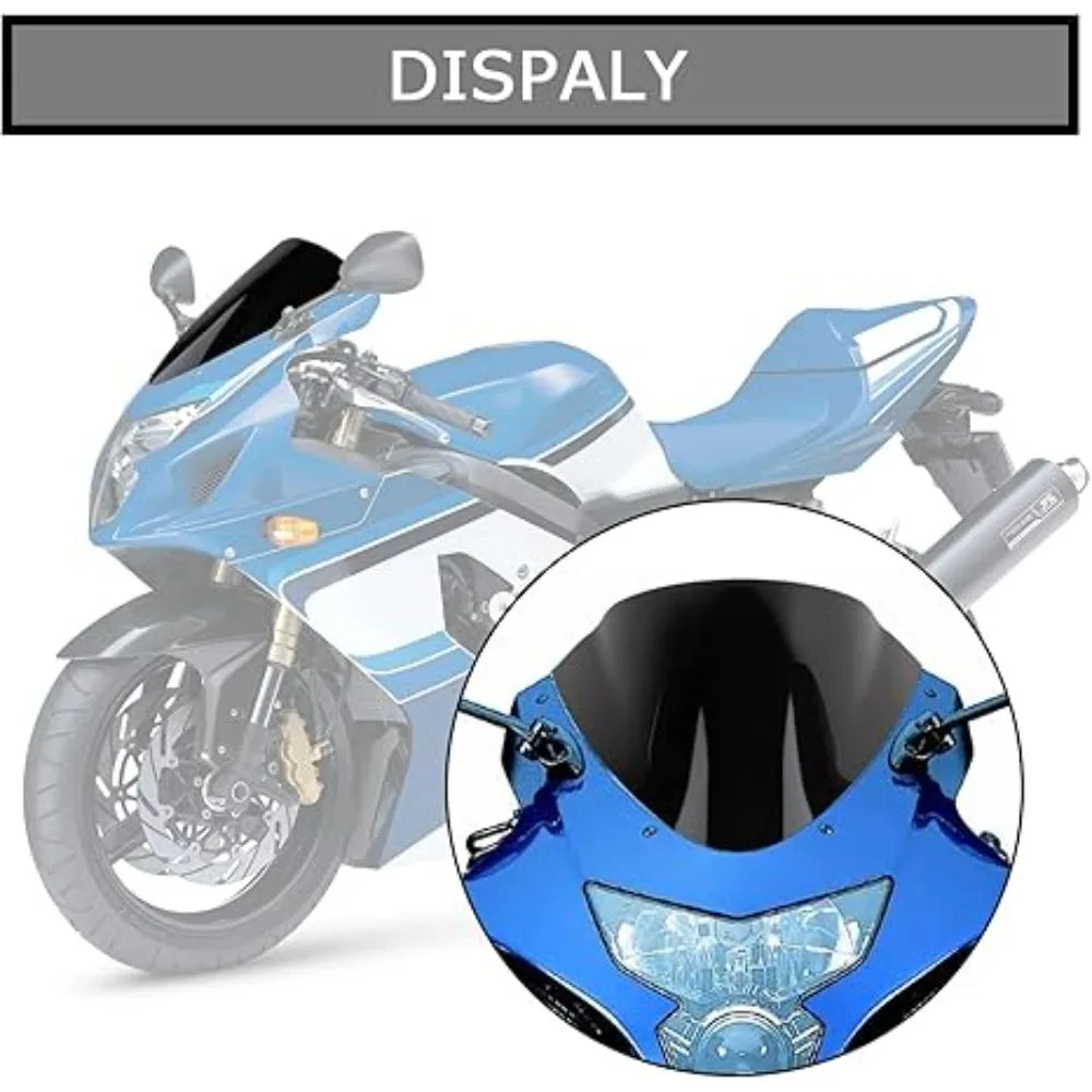 Motorcycle Windshield Windscreen Double Bubble Airflow Wind for Suzuki GSXR600 GSXR750 K4 K5 2004-2005 GSX-R 600 750 2004 2005 – ABS Plastic Black Clear Wind Deflector