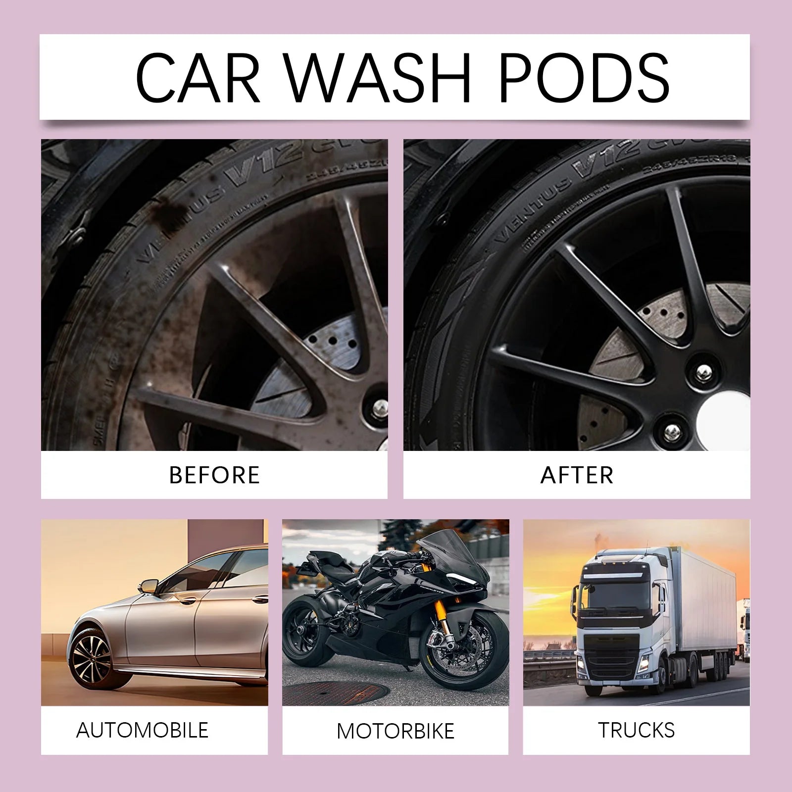 Powerful Wheel Cleaner Spray 120ml – Industrial-Strength Foam Cleaner Brake Dust Remover Anti-Aging Dirt Repellent – 1pc / 3pc – $16–32