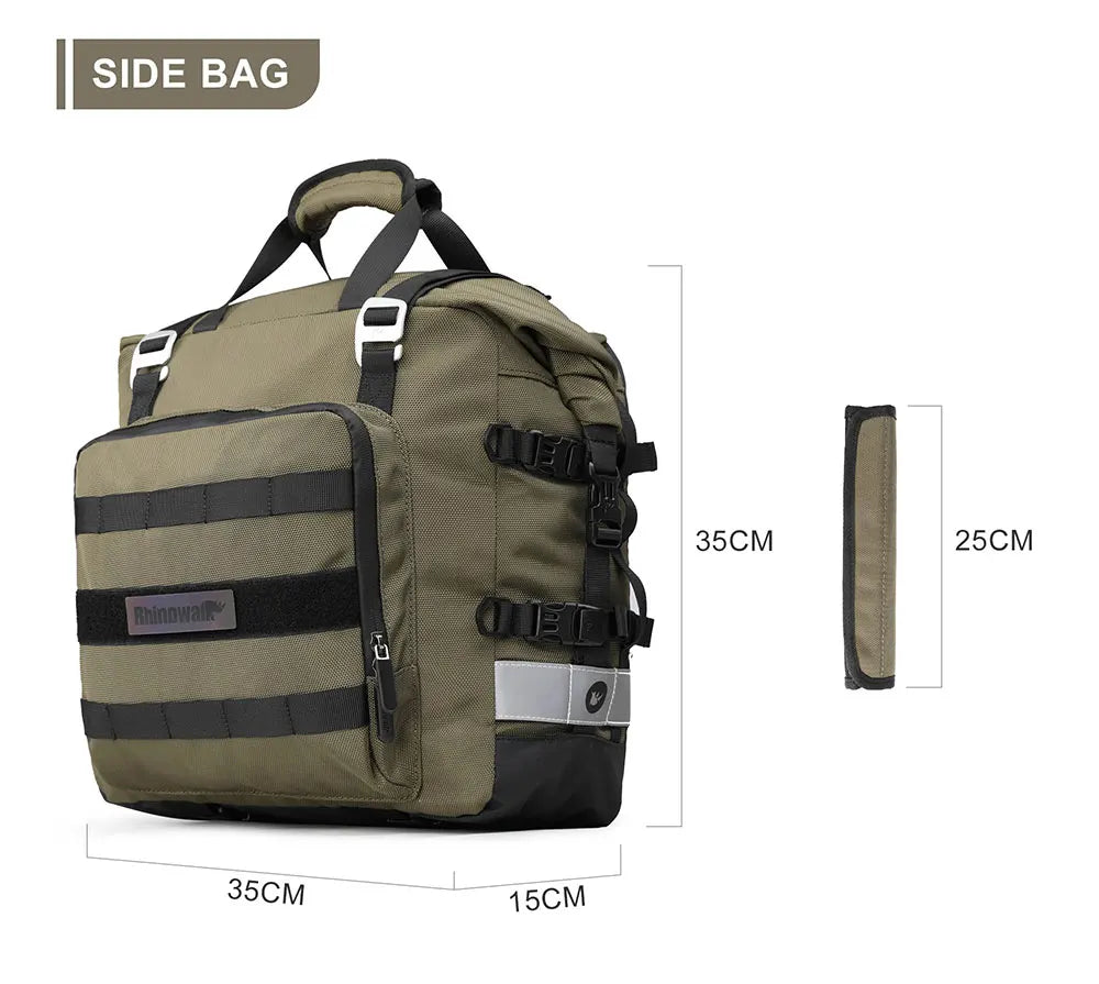 Rhinowalk Motorcycle Side Saddle Bag 20L Universal with Removable 100% Waterproof Inner Bag Motorbike Travel Luggage Accessories – Black / Olive (1PC)