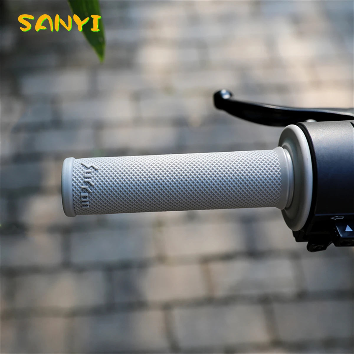XCMT Sur-Ron Original Style Motorcycle Handlebar Grips Rubber Non-Slip Shock-Absorbing Brake Handle Grip for Sur-Ron X S Light Bee LightBee Electric Bike – Black / Gray (1 Set)