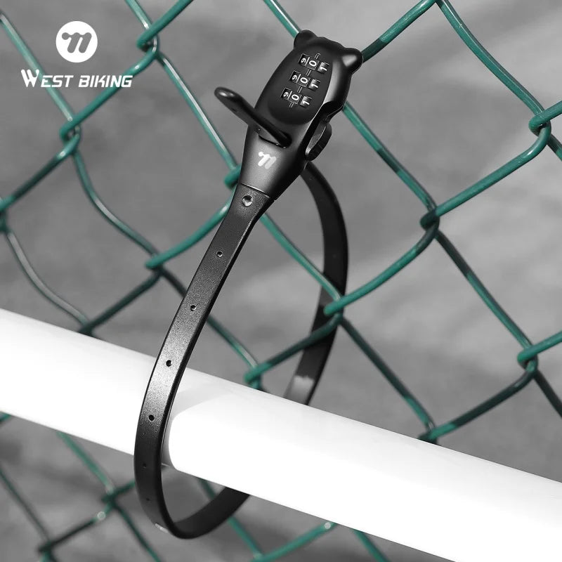 WEST BIKING Anti-theft Bike Tie Lock Portable Security 3 Digit Bike Helmet Lock Motorcycle Scooter  Zinc Alloy Bicycle Tie Lock