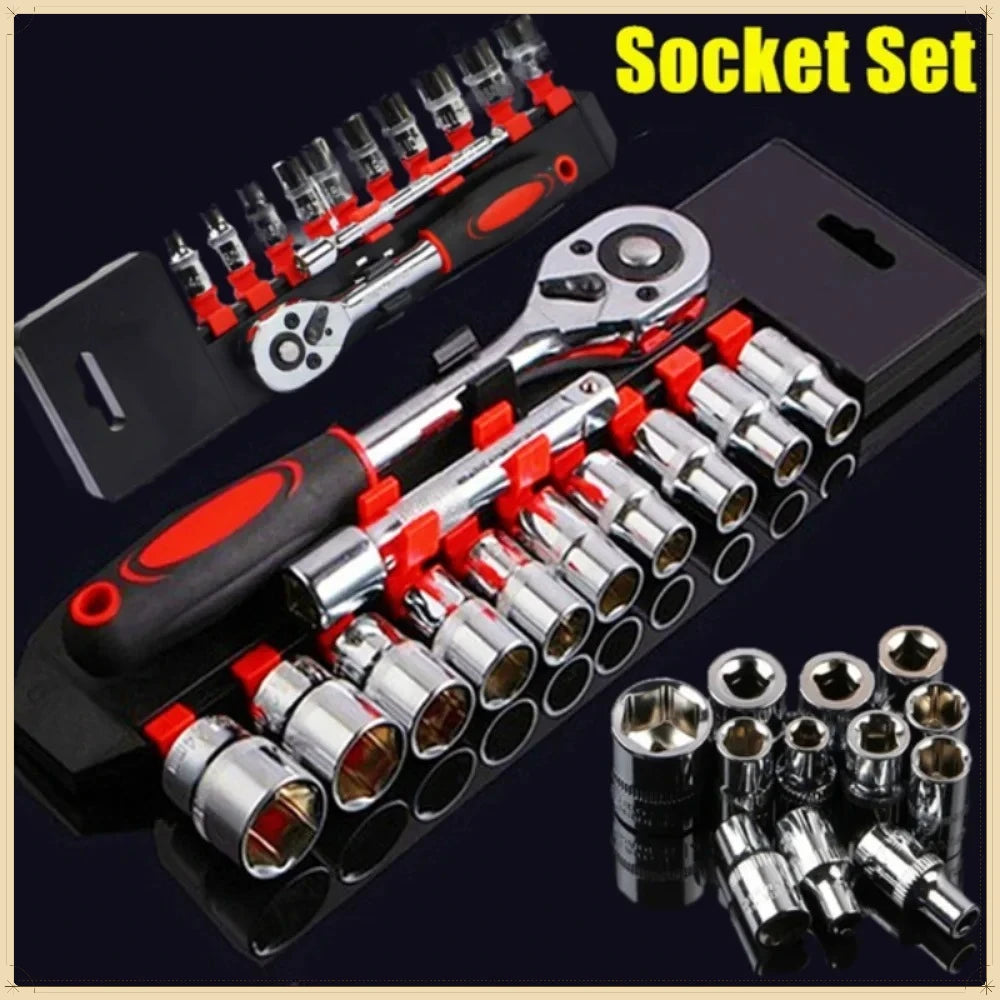 12-Piece Ratchet Wrench Socket Set – 4–13mm Metric Sockets – Chrome Plated 45# Steel – Motorcycle / Bicycle / Car / Boat – from $17