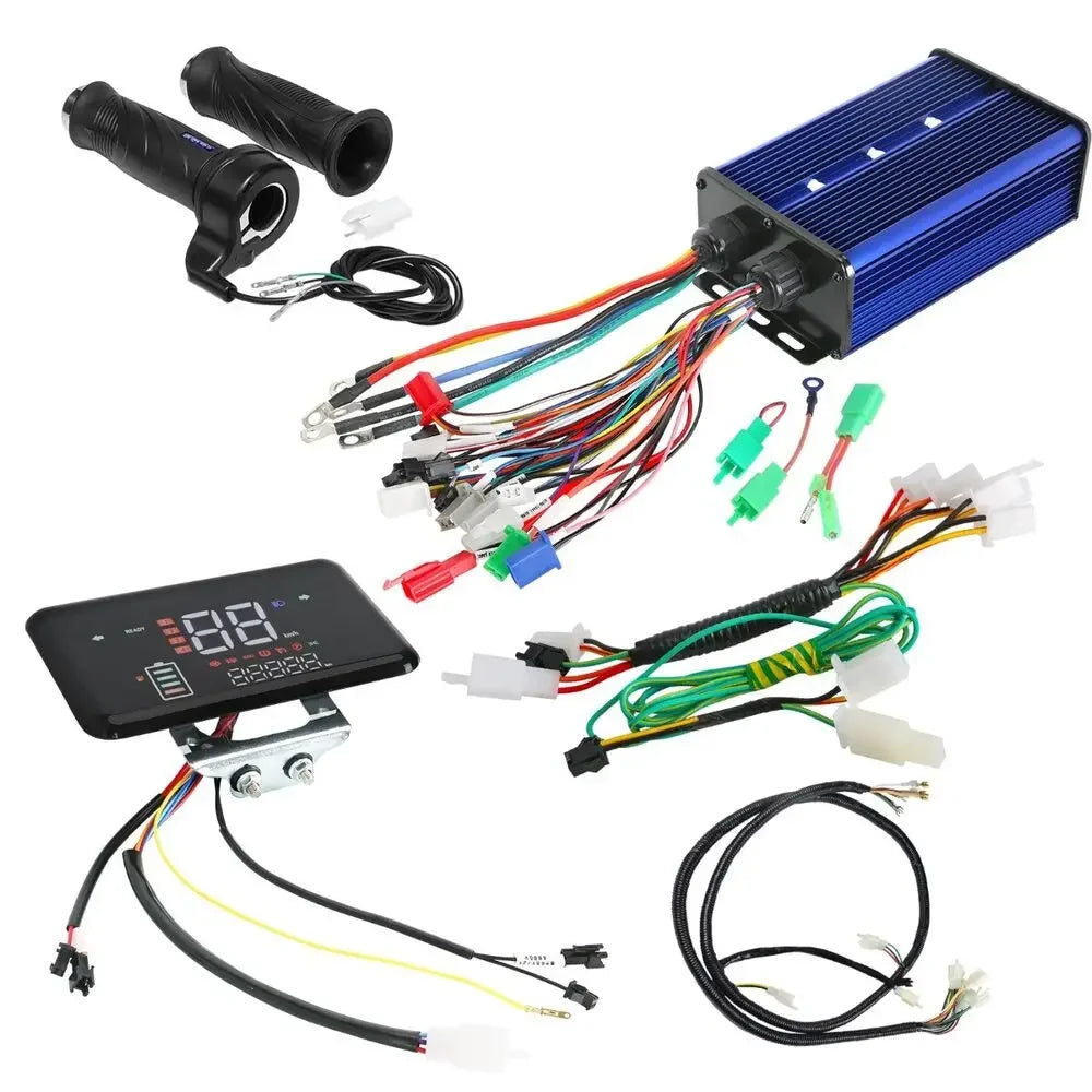 36V/42V/48V/52V/58V/60V/64V/72V/84V  60A Brushless Motor Controller Display Wiring Electric Bike Scooter Go Kart Parts