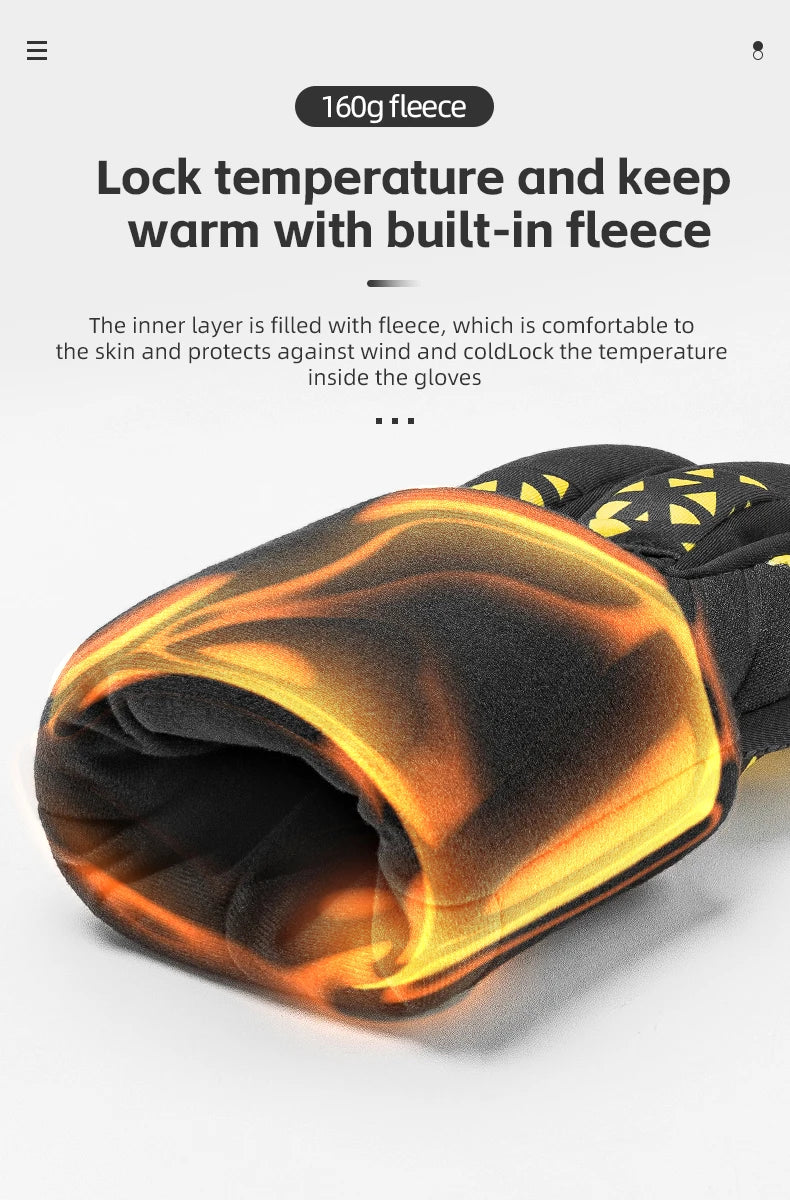 ROCKBROS Winter Warm Bike Gloves Touch Screen Windproof Thermal Motor Bicycle Gloves Men Women SBR Pad Shockproof Cycling Gloves