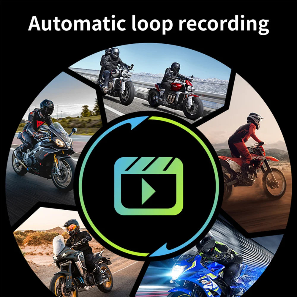 JIUYIN M802 Motorcycle Dash Cam Dual 1080P WiFi IPx67 Waterproof F1.8 Starlight Night Vision 160° Dual Image Stabilization Parking Monitor Front Rear Motorcycle Camera DVR