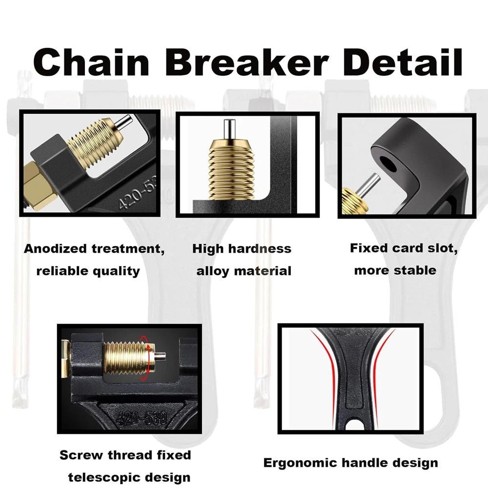 Heavy-Duty Chain Breaker & Riveting Tool – 420–530 Chains – Motorcycle / Bike / ATV / Scooter – Black – $17