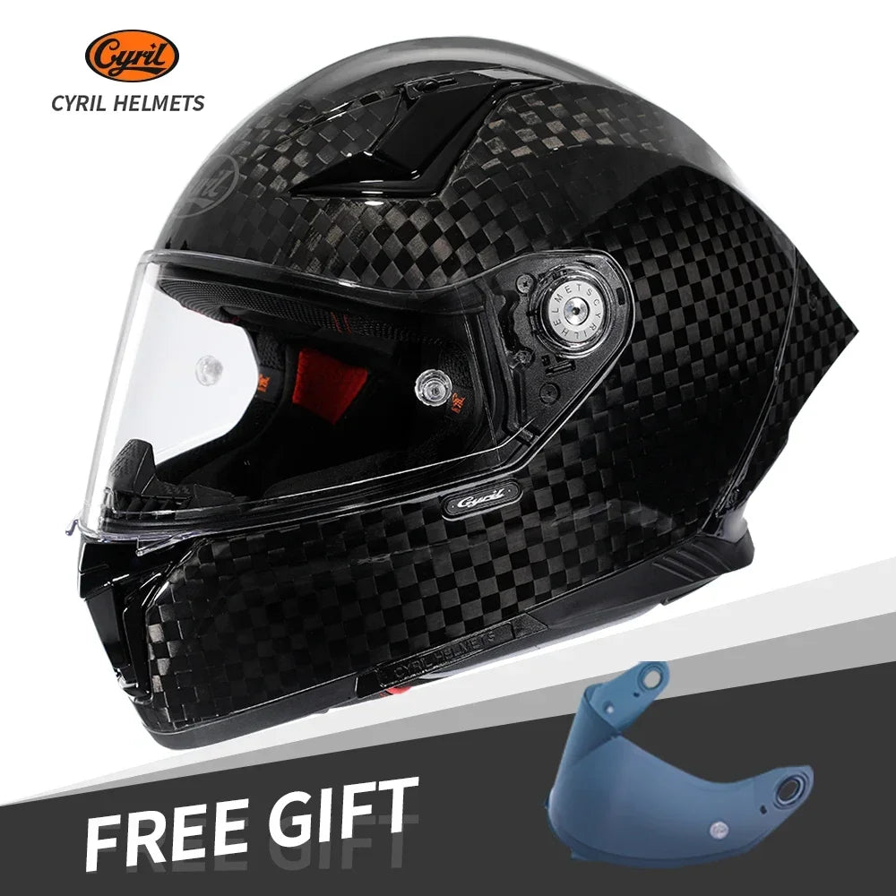 Carbon Fiber Helmets – CYRIL Full Face Motorcycle Helmet, Lightweight Racing Helmet, DOT & ECE Approved