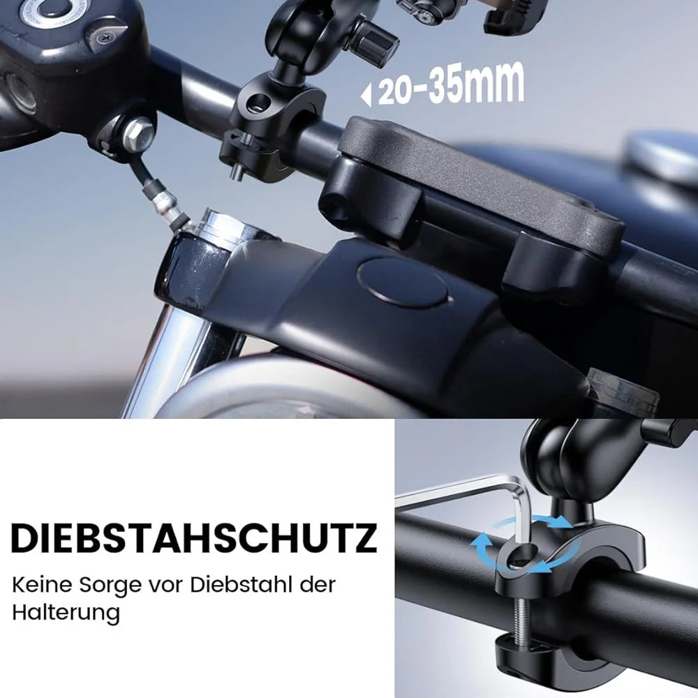 Anti-Vibration Motorcycle Phone Mount – Shockproof Quick-Install Holder with Vibration Dampener for 4.7–7" Phones