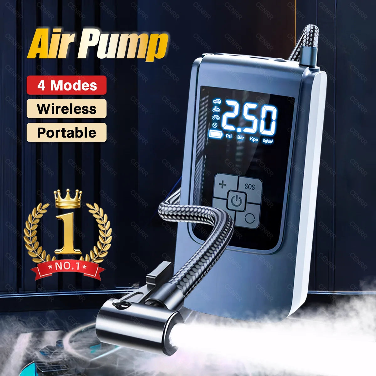 Portable Air Compressor – Wireless Tire Inflator with LCD Display