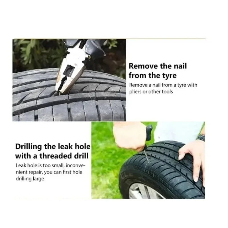 Professional Tubeless Tire Plug Repair Kit – Heavy Duty Zinc Alloy T-Handle Tools – Car Motorcycle Truck SUV ATV – 6pcs with Storage Box – $12