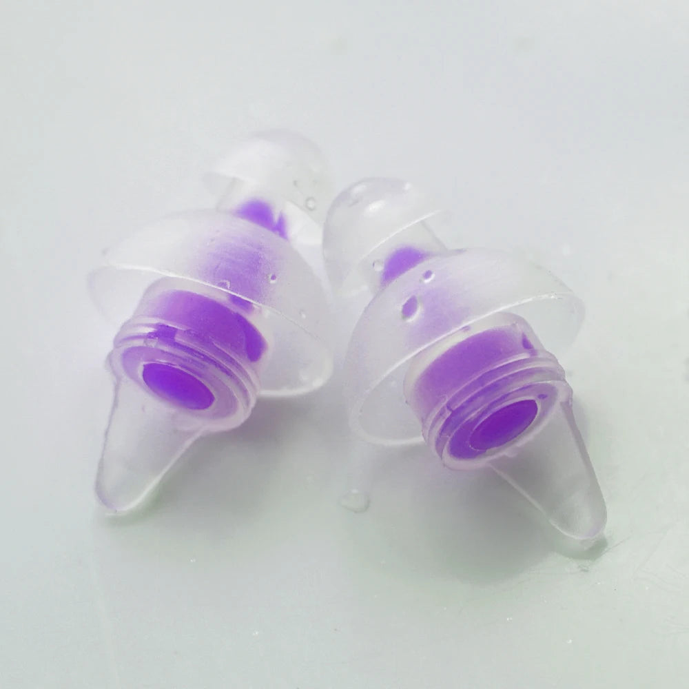 HUAK HUAK-04 / HUAK-05 Reusable High-Fidelity Concert Silicone Ear Plugs Noise Cancelling Musicians Motorcycles Sleeping Work Study Swim – CE Certified – Single or 10-Pair Bulk – Purple Red Blue Black White